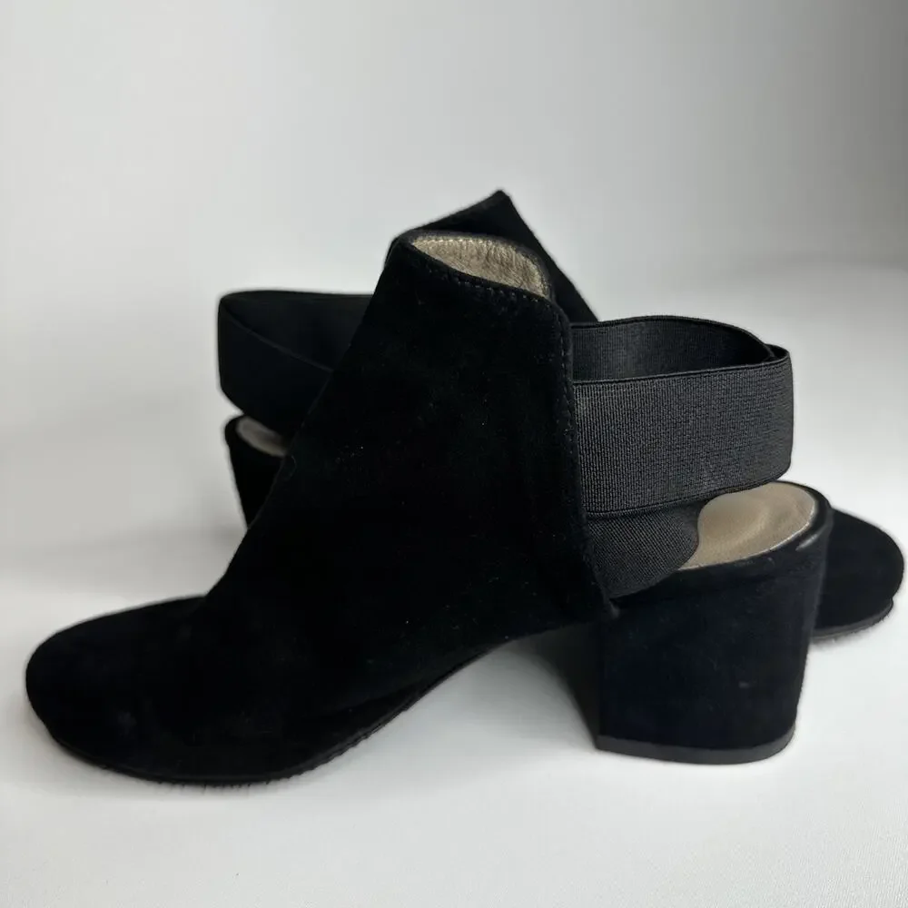 Boucherel Womens Size 6.5 EU 37 Black Suede Slingback Kitten Heels Pumps Shoe